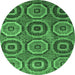 Round Abstract Emerald Green Modern Rug, abs4166emgrn