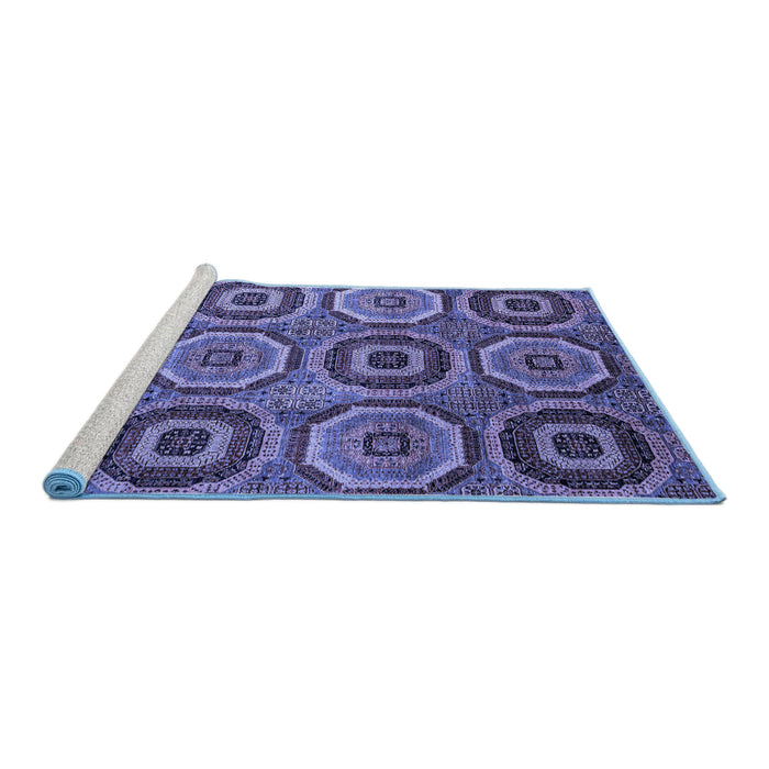 Sideview of Machine Washable Abstract Blue Modern Rug, wshabs4166blu