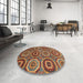 Round Machine Washable Abstract Saffron Red Rug in a Office, wshabs4166