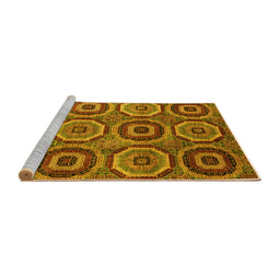 Sideview of Machine Washable Abstract Yellow Modern Rug, wshabs4166yw