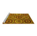 Sideview of Machine Washable Abstract Yellow Modern Rug, wshabs4166yw