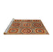 Sideview of Machine Washable Abstract Metallic Gold Rug, wshabs4167