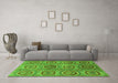 Machine Washable Abstract Green Modern Area Rugs in a Living Room,, wshabs4167grn