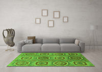 Machine Washable Abstract Green Modern Rug, wshabs4167grn