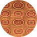 Round Machine Washable Abstract Orange Modern Area Rugs, wshabs4167org