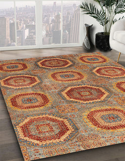 Machine Washable Abstract Metallic Gold Rug in a Family Room, wshabs4167