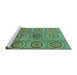 Sideview of Machine Washable Abstract Turquoise Modern Area Rugs, wshabs4167turq