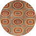 Round Machine Washable Abstract Metallic Gold Rug, wshabs4167