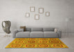 Machine Washable Abstract Yellow Modern Rug in a Living Room, wshabs4167yw