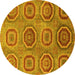 Round Machine Washable Abstract Yellow Modern Rug, wshabs4167yw