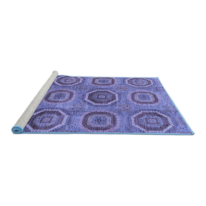 Sideview of Machine Washable Abstract Blue Modern Rug, wshabs4167blu
