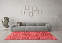 Machine Washable Abstract Red Modern Rug, wshabs4167red