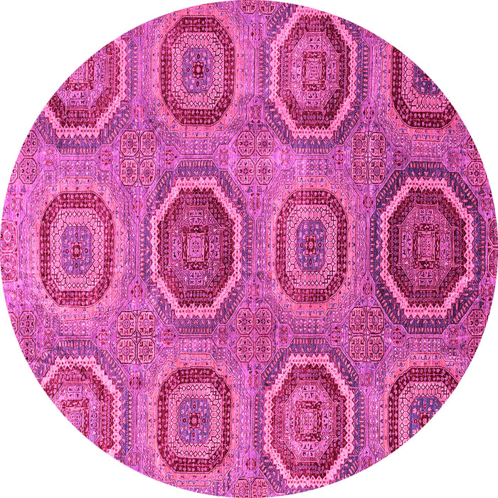 Round Abstract Pink Modern Rug, abs4167pnk