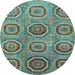 Round Machine Washable Abstract Light Blue Modern Rug, wshabs4167lblu