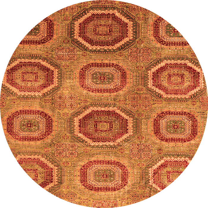 Round Abstract Orange Modern Rug, abs4167org