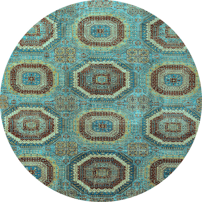 Round Abstract Light Blue Modern Rug, abs4167lblu