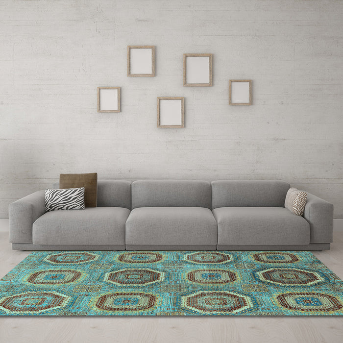 Machine Washable Abstract Light Blue Modern Rug in a Living Room, wshabs4167lblu