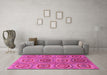 Machine Washable Abstract Pink Modern Rug in a Living Room, wshabs4167pnk