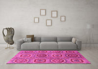 Machine Washable Abstract Pink Modern Rug, wshabs4167pnk