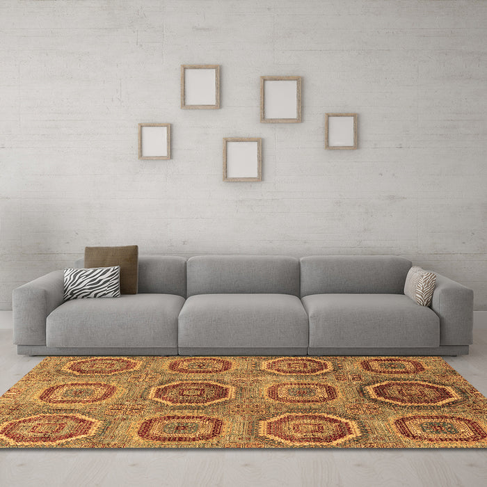 Machine Washable Abstract Brown Modern Rug in a Living Room,, wshabs4167brn