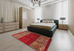 Machine Washable Abstract Chestnut Red Rug in a Bedroom, wshabs4168