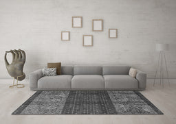 Machine Washable Southwestern Gray Country Rug in a Living Room,, wshabs4168gry