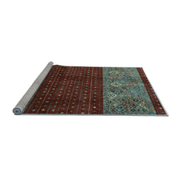 Sideview of Machine Washable Southwestern Light Blue Country Rug, wshabs4168lblu