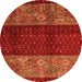 Round Southwestern Orange Country Rug, abs4168org