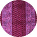 Round Machine Washable Southwestern Purple Country Area Rugs, wshabs4168pur