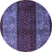 Round Southwestern Blue Country Rug, abs4168blu