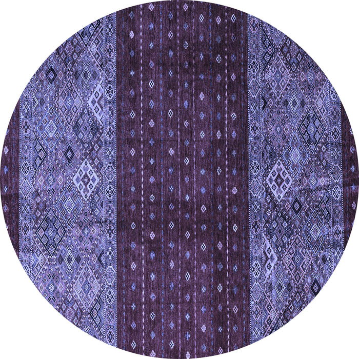 Round Machine Washable Southwestern Blue Country Rug, wshabs4168blu