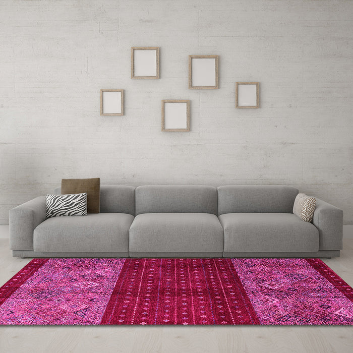 Machine Washable Southwestern Pink Country Rug in a Living Room, wshabs4168pnk