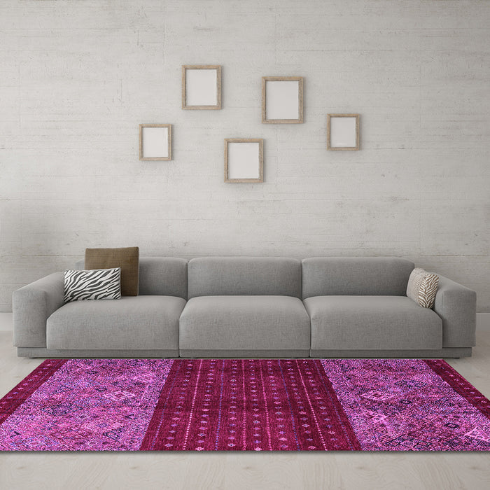 Machine Washable Southwestern Purple Country Area Rugs in a Living Room, wshabs4168pur