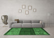 Machine Washable Southwestern Emerald Green Country Area Rugs in a Living Room,, wshabs4168emgrn