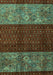 Machine Washable Southwestern Turquoise Country Area Rugs, wshabs4168turq