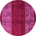 Round Southwestern Pink Country Rug, abs4168pnk