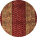 Round Southwestern Brown Country Rug, abs4168brn