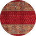 Round Abstract Chestnut Red Southwestern Rug, abs4168