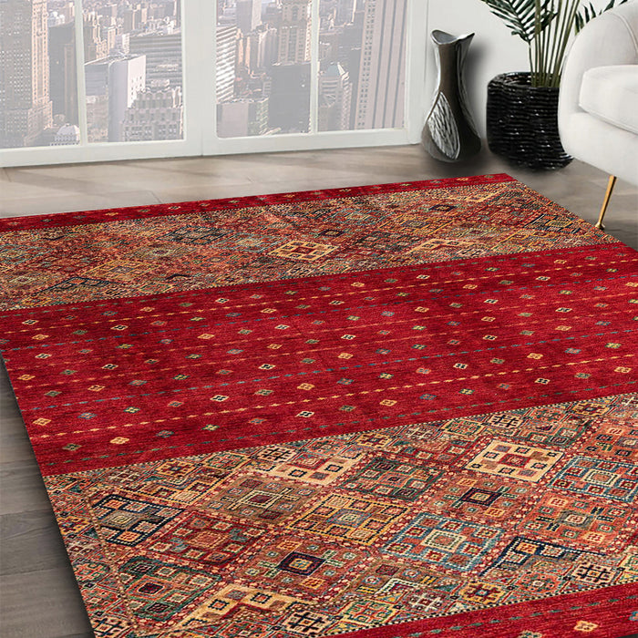 Abstract Chestnut Red Southwestern Rug in Family Room, abs4168
