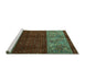 Sideview of Machine Washable Southwestern Turquoise Country Area Rugs, wshabs4168turq