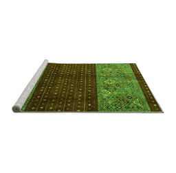 Sideview of Machine Washable Southwestern Green Country Area Rugs, wshabs4168grn