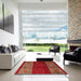 Square Abstract Chestnut Red Southwestern Rug in a Living Room, abs4168