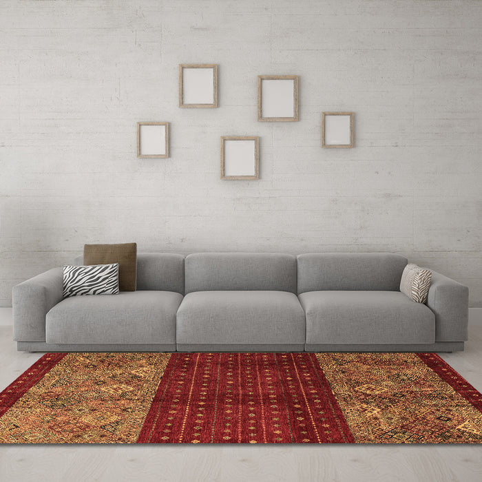 Machine Washable Southwestern Brown Country Rug in a Living Room,, wshabs4168brn