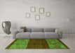 Machine Washable Southwestern Green Country Area Rugs in a Living Room,, wshabs4168grn