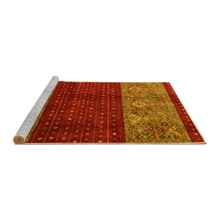 Sideview of Machine Washable Southwestern Yellow Country Rug, wshabs4168yw