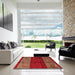 Square Machine Washable Abstract Chestnut Red Rug in a Living Room, wshabs4168