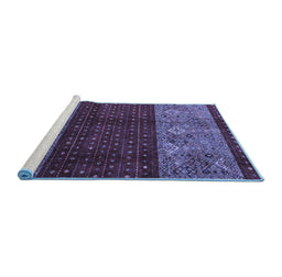 Sideview of Machine Washable Southwestern Blue Country Rug, wshabs4168blu