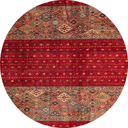Round Machine Washable Abstract Chestnut Red Rug, wshabs4168