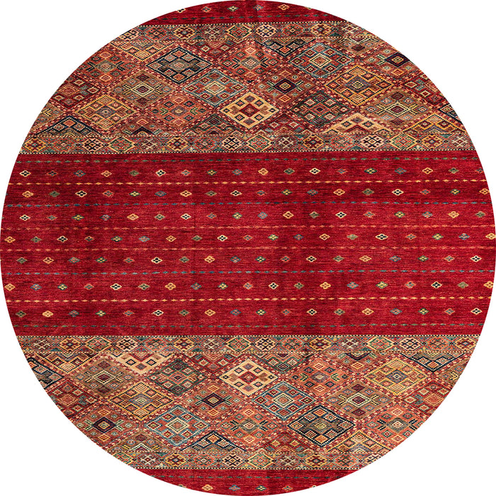 Round Machine Washable Abstract Chestnut Red Rug, wshabs4168