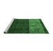 Sideview of Machine Washable Southwestern Emerald Green Country Area Rugs, wshabs4168emgrn